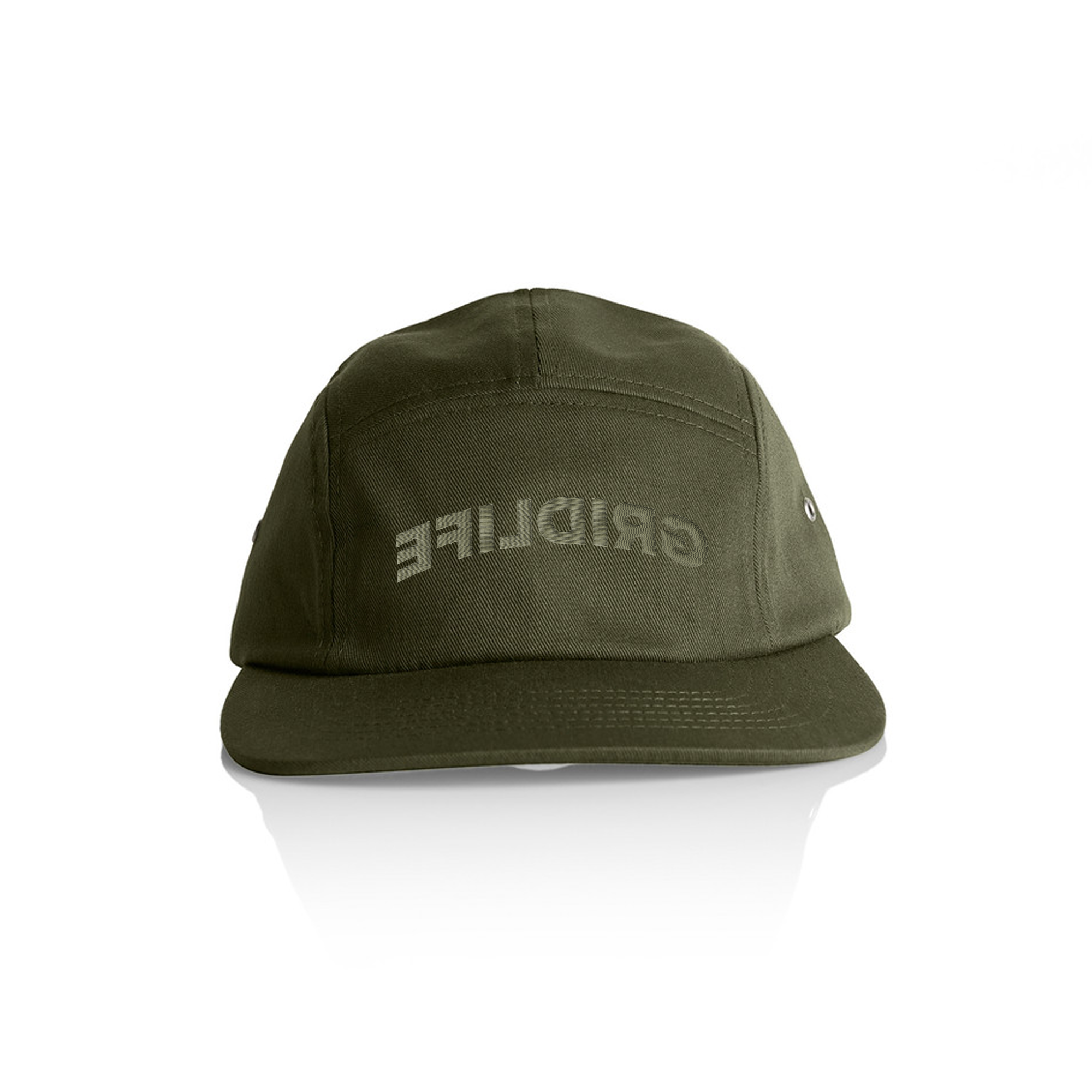 GRIDLIFE Reverse Logo Five-Panel Cap – Army