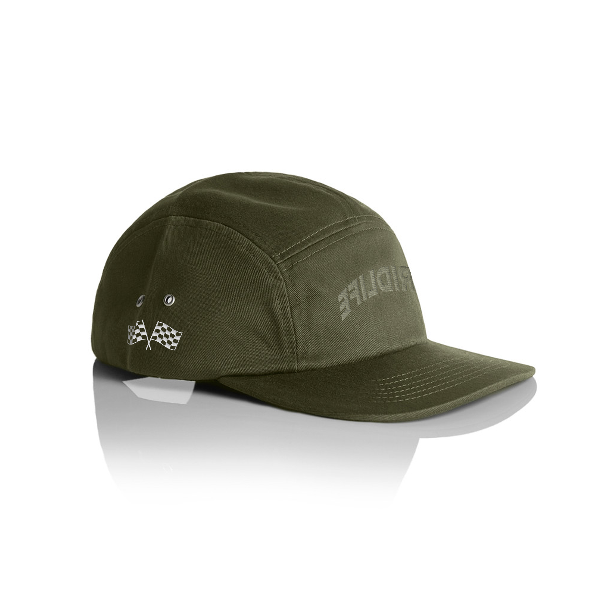 GRIDLIFE Reverse Logo Five-Panel Cap – Army