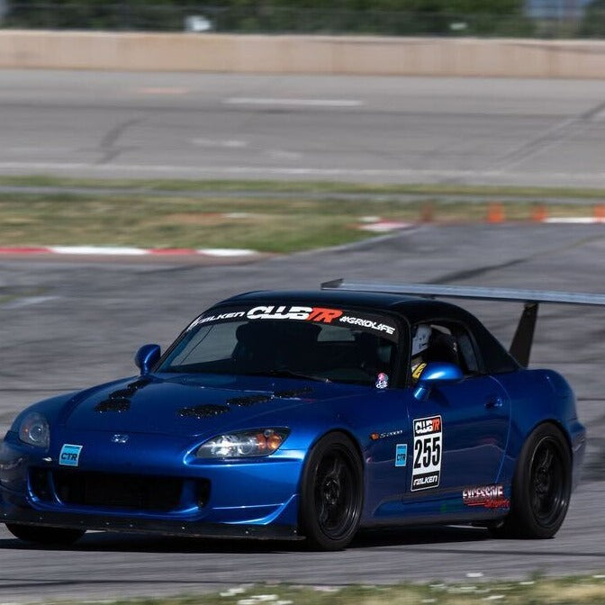 Retired GRIDLIFE Club TR window banner on Honda S2000