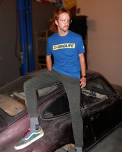 GRIDLIFE blue flag logo t shirt being worn on top of rusty old no good 911