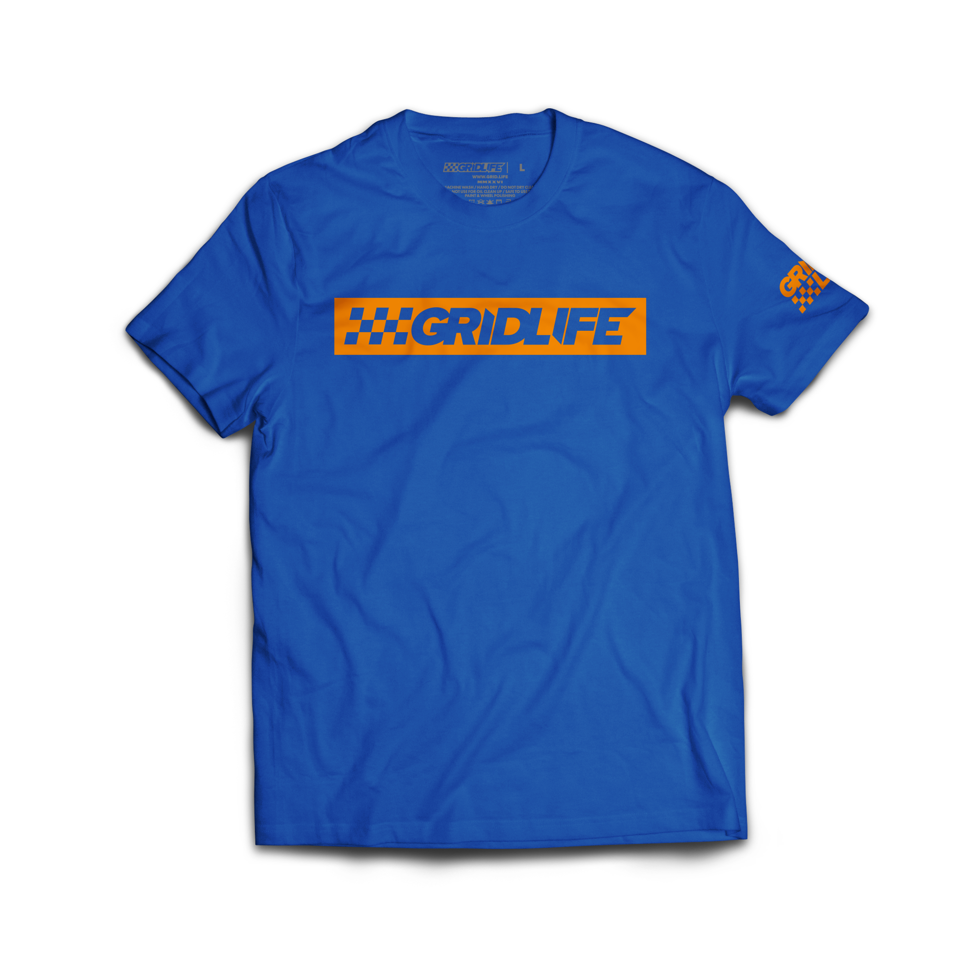 GRIDLIFE Flag Logo Tee – Royal/Orange