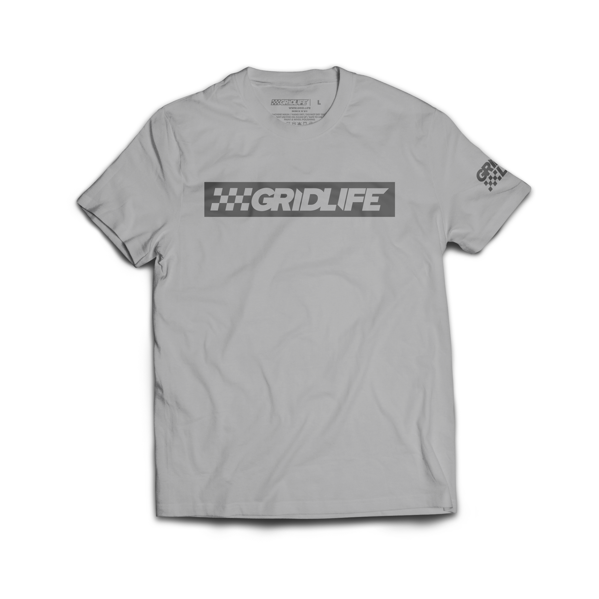 GRIDLIFE Grey Flag Logo Tee – Light Grey