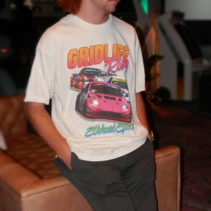 GRIDLIFE Elkhart special t-shirt being worn comfortably against a couch