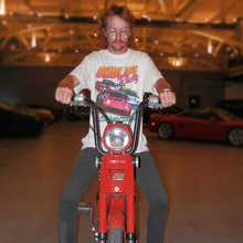 GRIDLIFE Elkhart Special tshirt being worn before going a ride on the moped