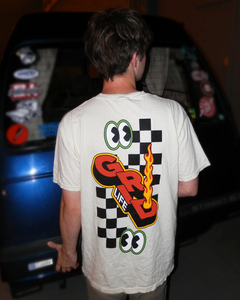 GRIDLIFE cream peekers t shirt infront Honda kei car 