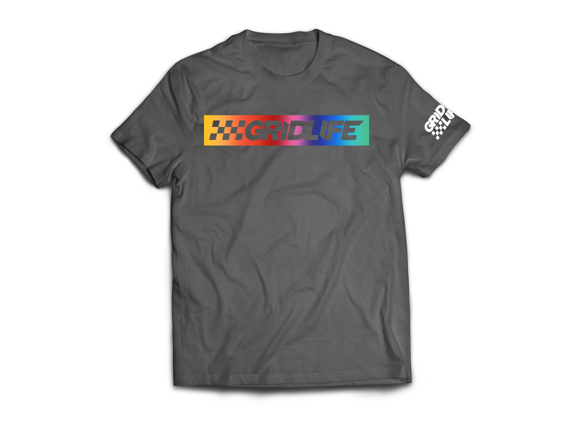 Flag Logo Tee Charcoal + Rainbow
