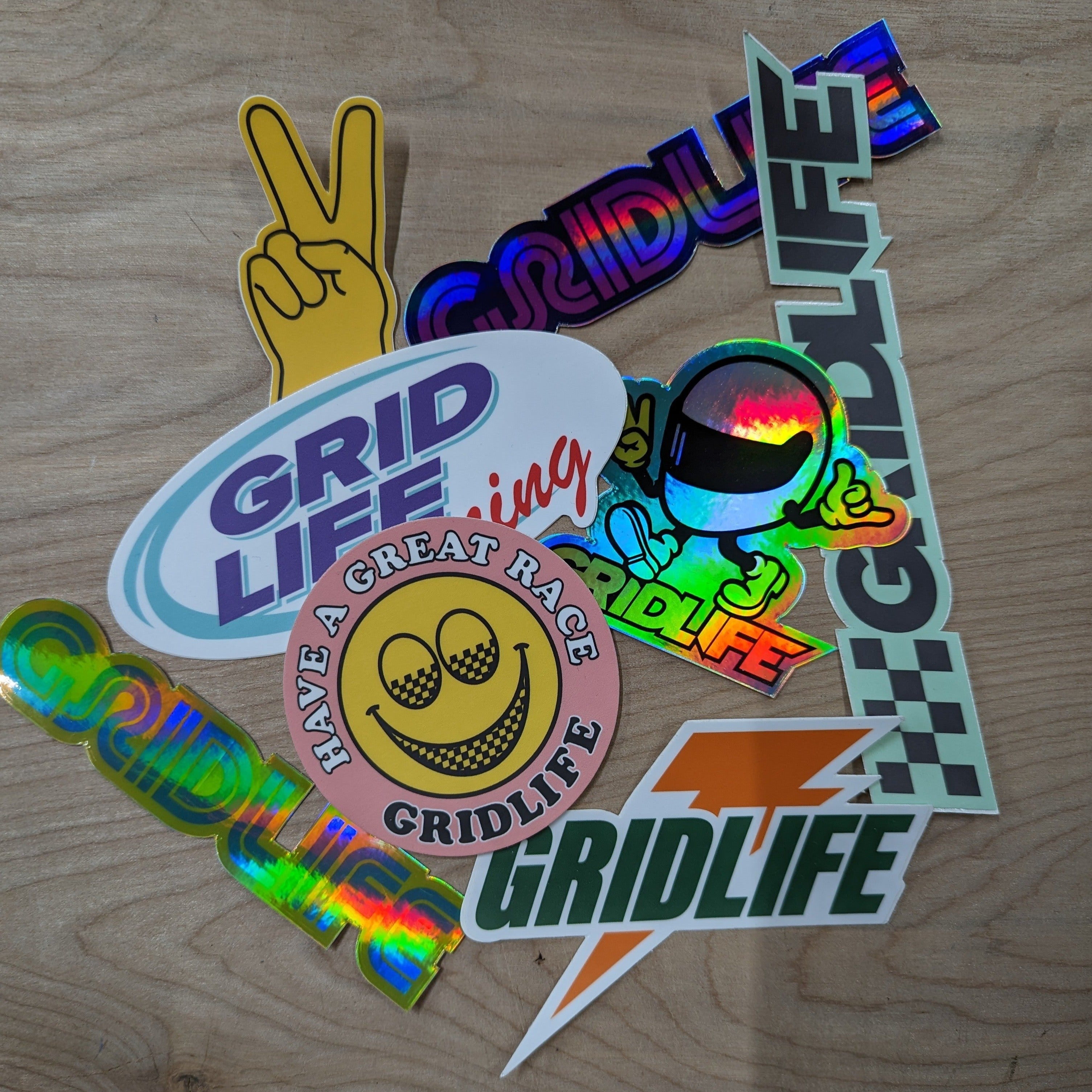 Photo of assorted GRIDLIFE stickers 