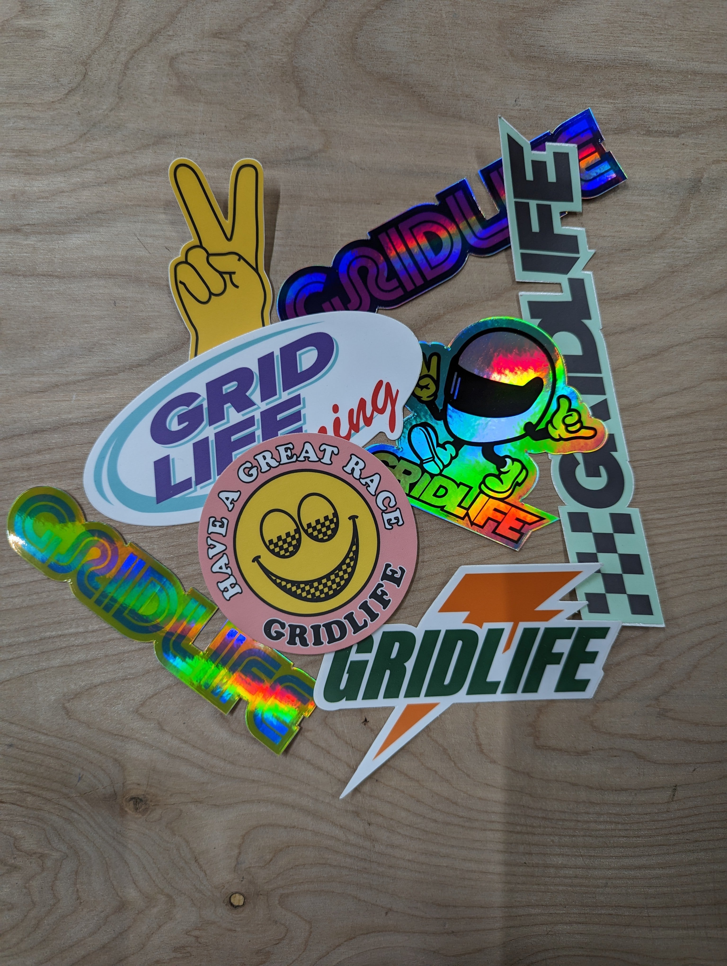 Photo of assorted GRIDLIFE stickers